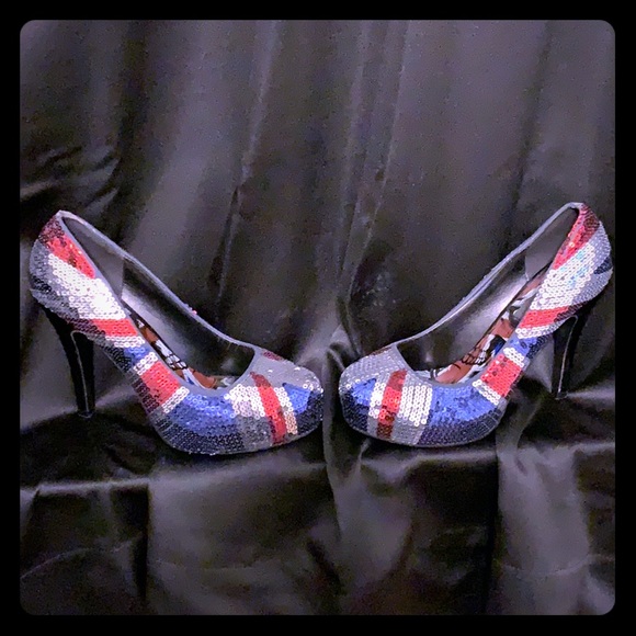 Shoes - Union Jack Sequin Heels